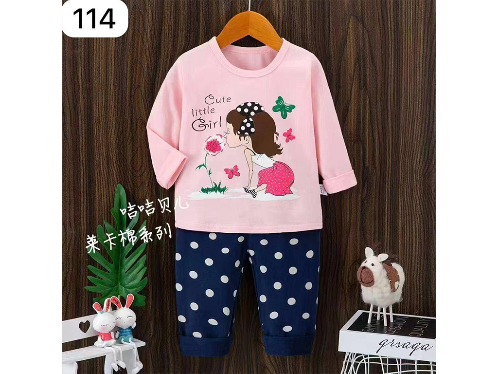 بلوز و شلوار راحتی دخترانه صورتی رنگ طرح دار