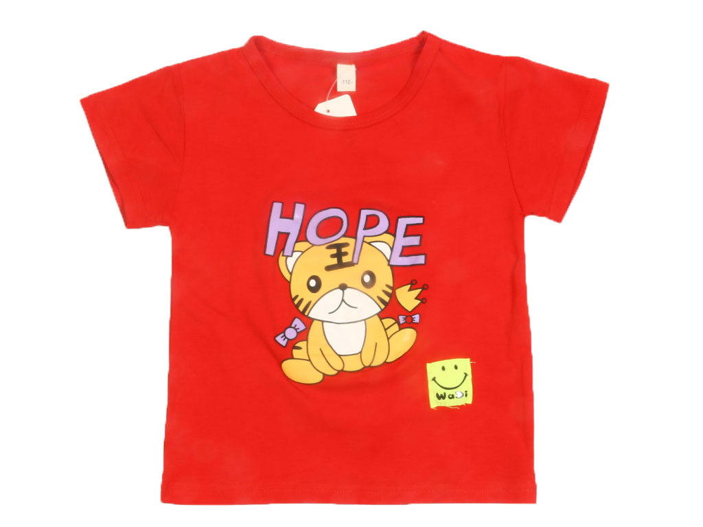 تیشرت آستین کوتاه پسرانه قرمز رنگ طرح ببر