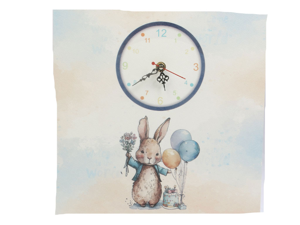ساعت دیواری ست لوازم اتاق کودک (سایز 30*30) طرح خرگوش و کیک