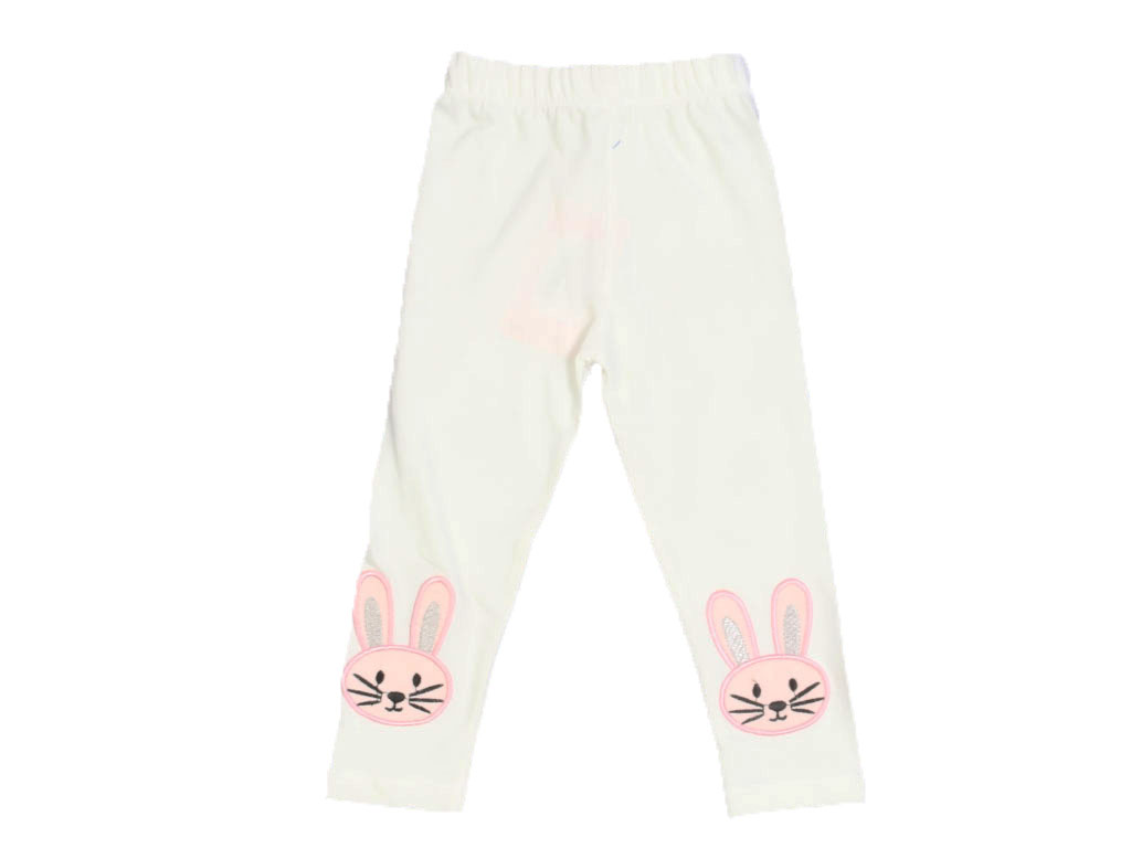 ساق شلواری دخترانه شیری رنگ طرح خرگوش