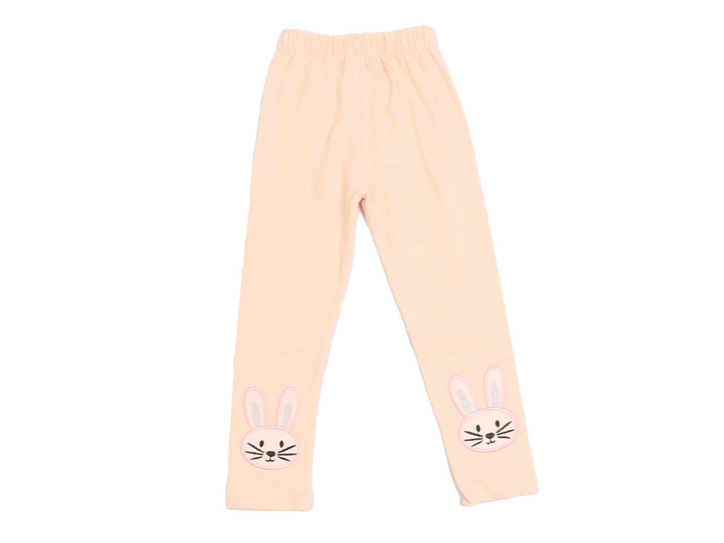 ساق شلواری دخترانه گلبهی روشن طرح خرگوش