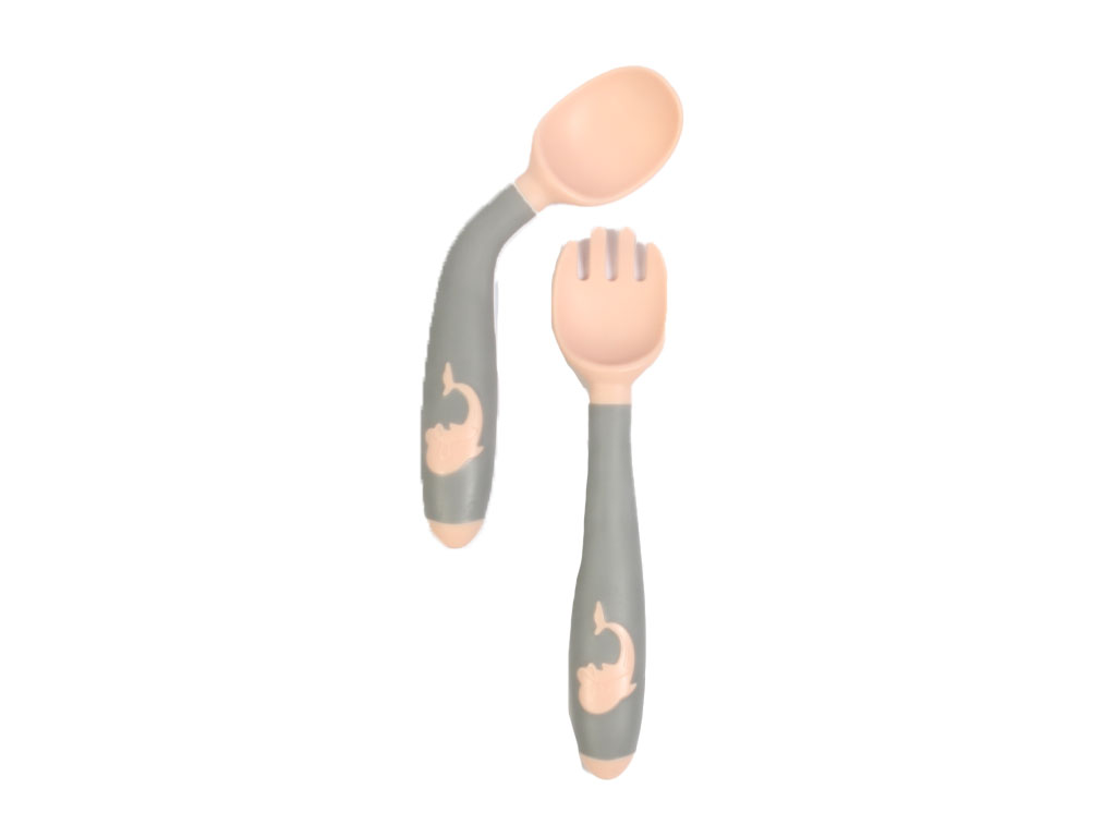 ست قاشق و چنگال سیلیکونی چرخشی قابدار Finest baby