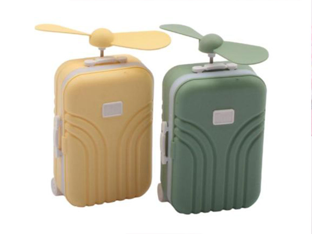 مینی پنکه آینه دار و رینگ لایت طرح چمدان