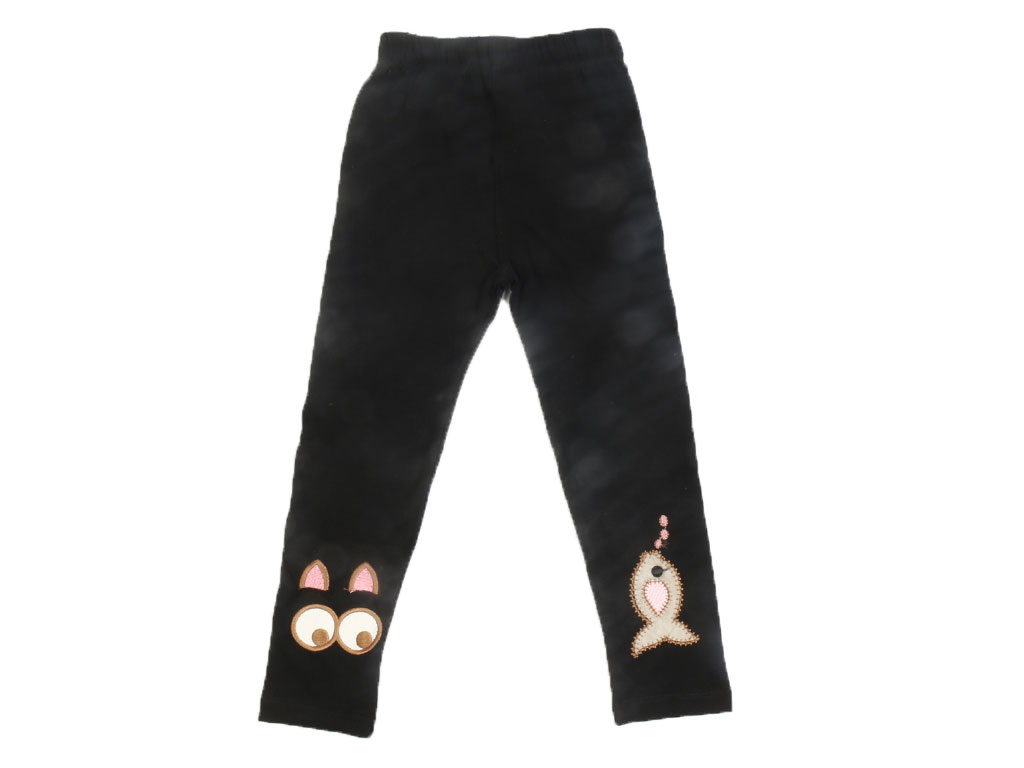 ساق شلواری دخترانه مشکی رنگ طرح ماهی