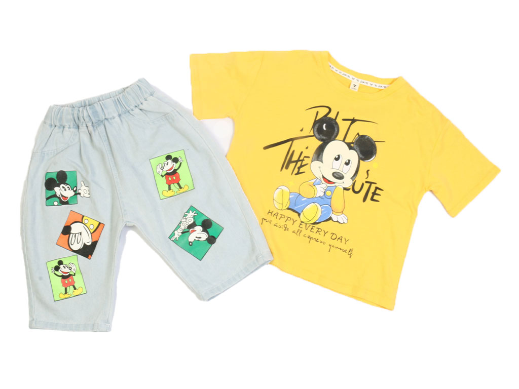تیشرت و شلوارک جین پسرانه طرح میکی موس