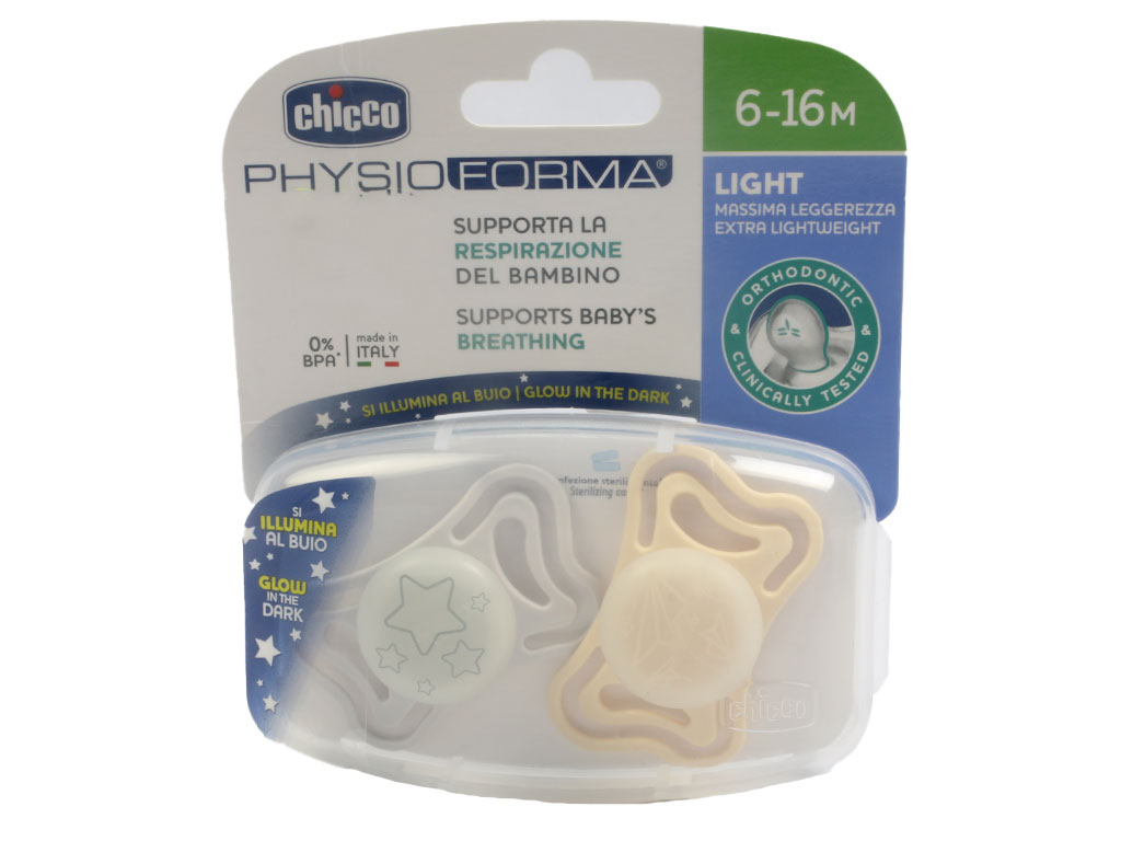 پستانک سیلیکونی ارتودنسی شبرنگ لایت چیکو دو عددی 6 الی 16 ماه چیکو CHICCO