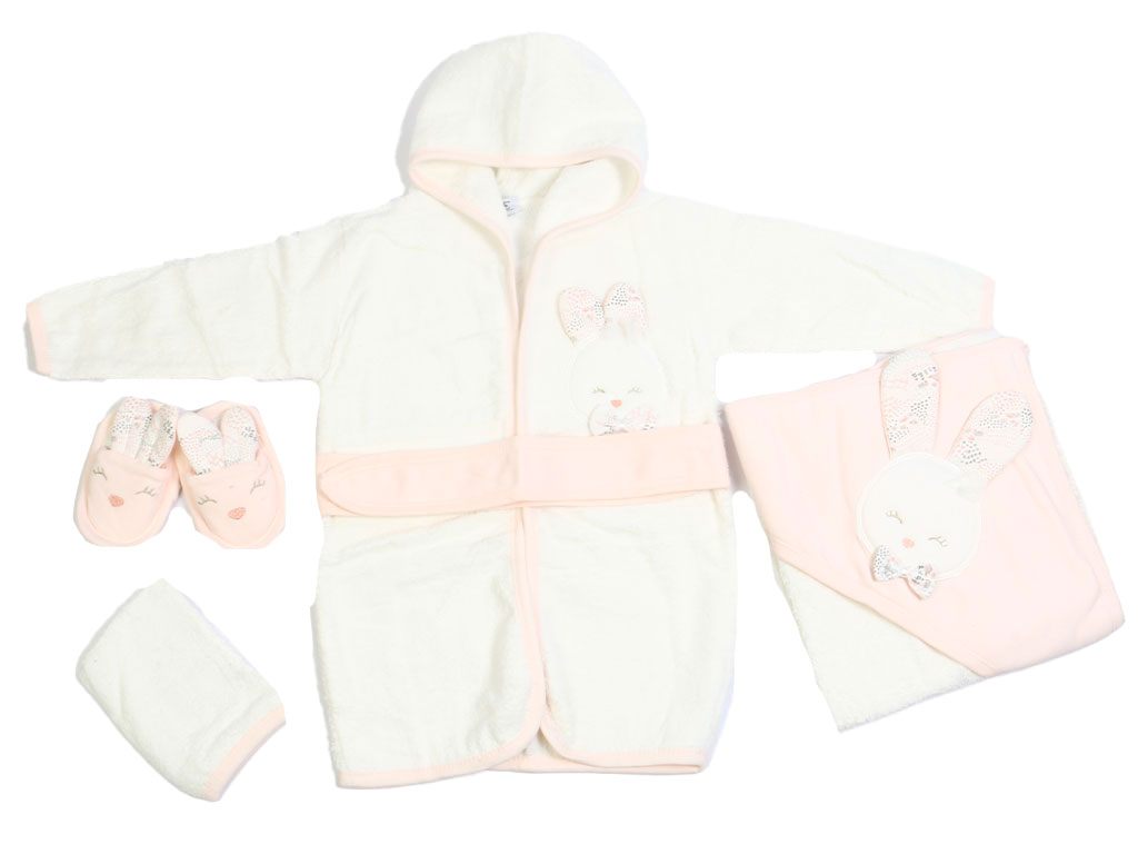 ست حوله دخترانه نوزادی 4 تکه طرح خرگوش برجسته گای g.a.y.e