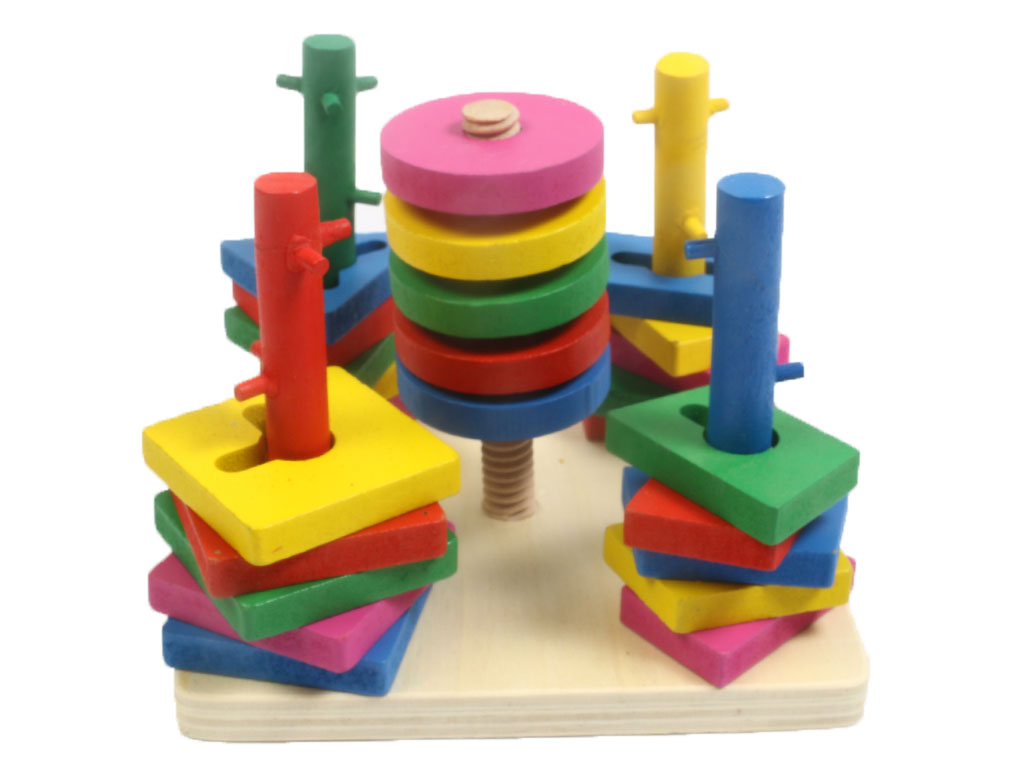 پایه اشکال مونته سوری 5 ستون چوبی خاردار طرح اشکال هندسی