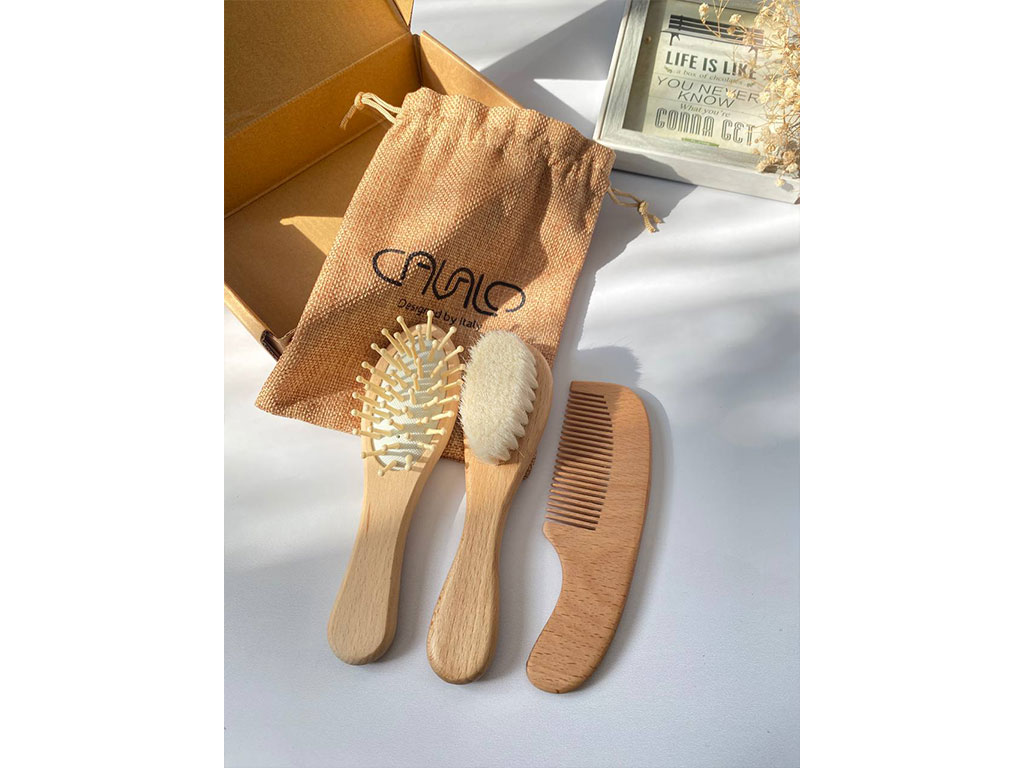 ست شانه و برس چوبی نوزادی کاوالو cavalo