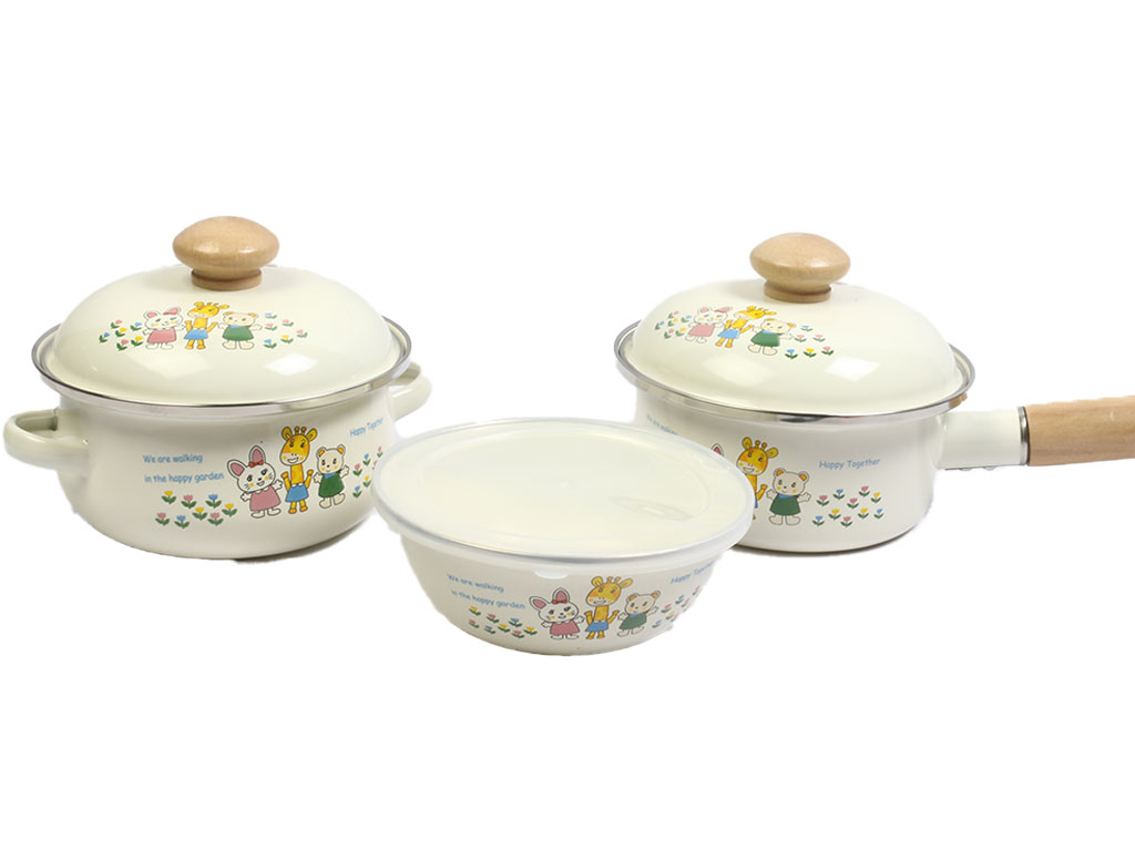 سرویس قابلمه نوزاد و کودک 3 تکه لعابی