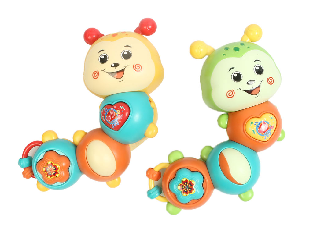 جغجغه موزیکال و چراغدار طرح کرم اسباب بازی