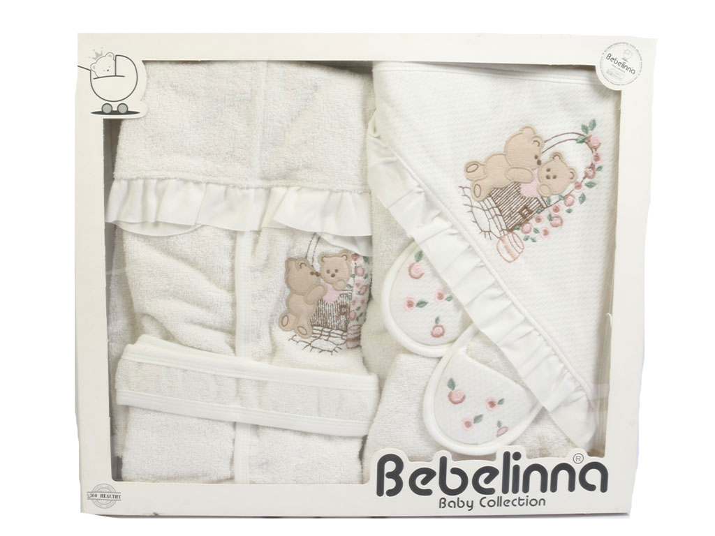 ست حوله نوزادی دخترانه 4 تکه طرح خرس بب لینا bebelinna