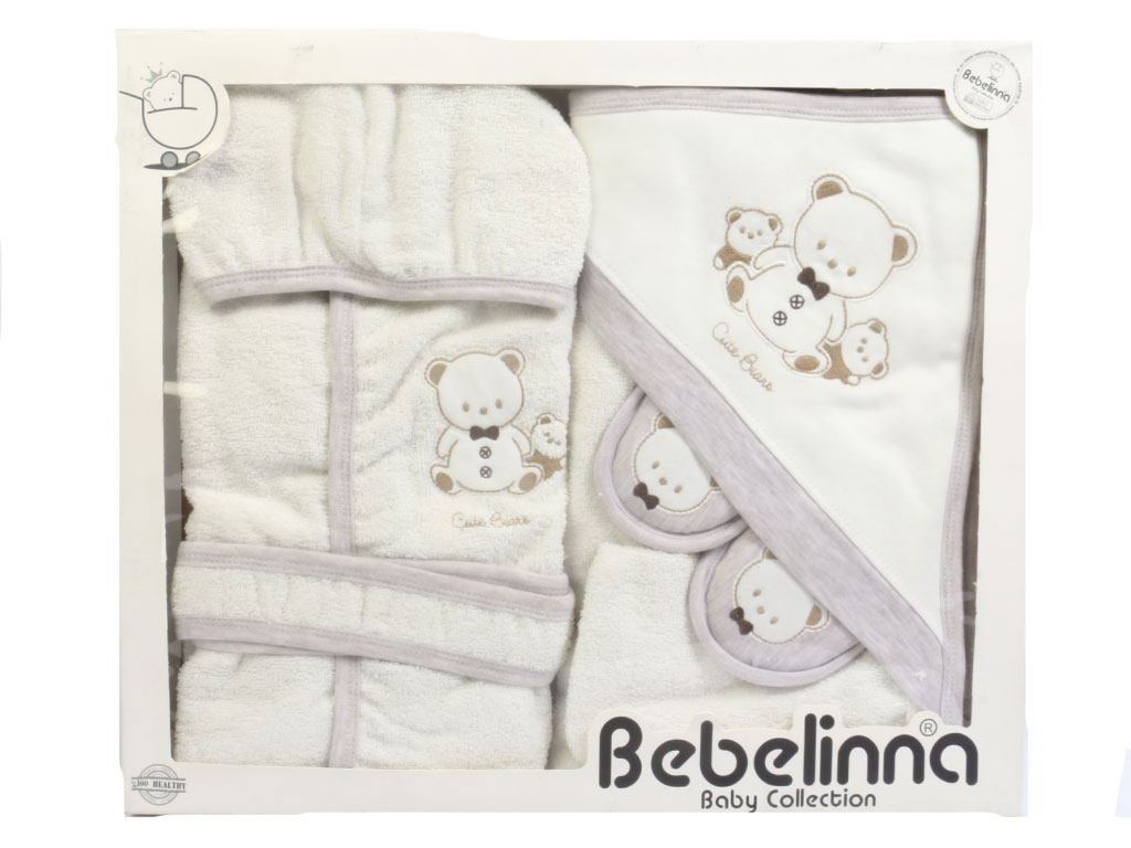 ست حوله نوزادی پسرانه 4 تکه طرح خرس بب لینا bebelinna