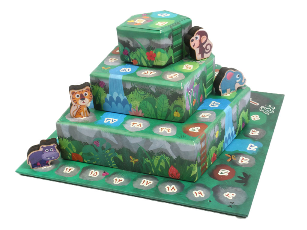 بازی فکری مار و پله 3 بعدی طرح جنگل فیل و فنجون