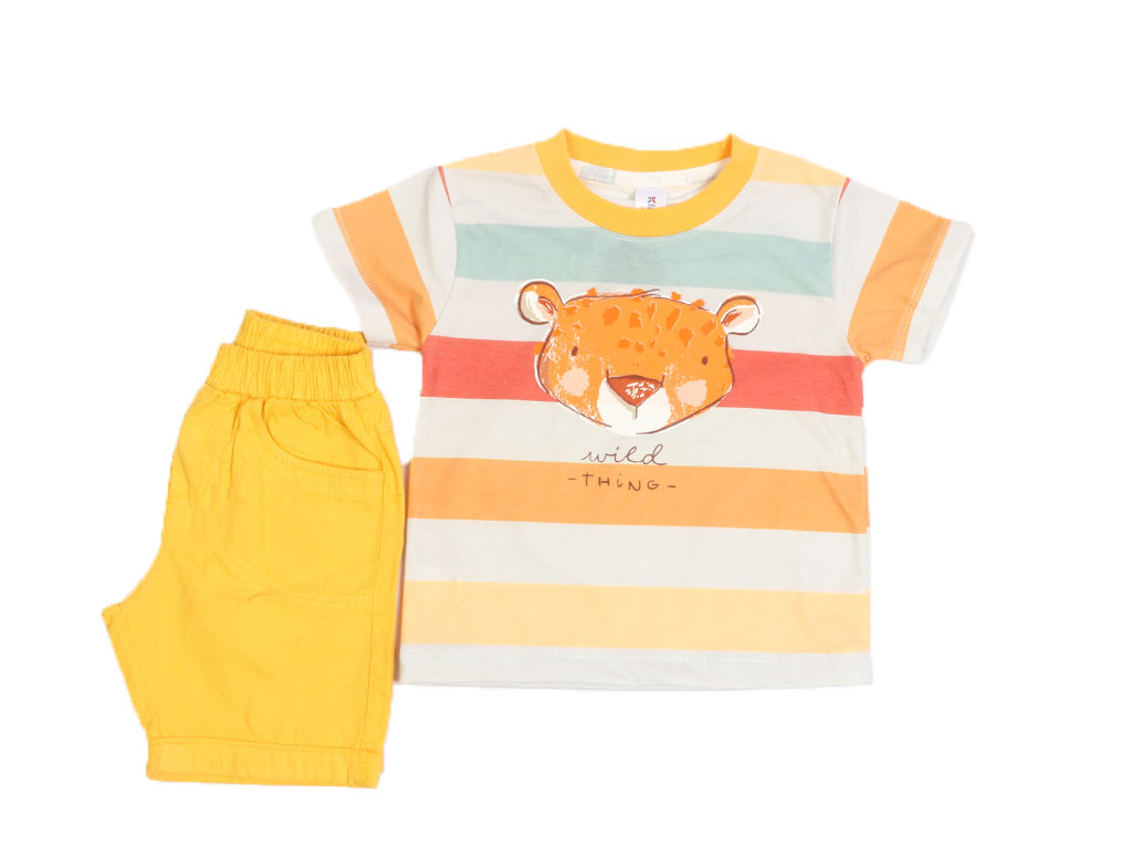 تیشرت و شلوارک کتان پسرانه طرح پلنگ کیدومکس kido max