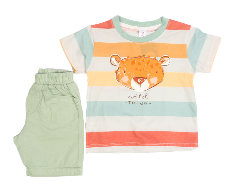 تیشرت و شلوارک کتان پسرانه طرح پلنگ کیدومکس kido max