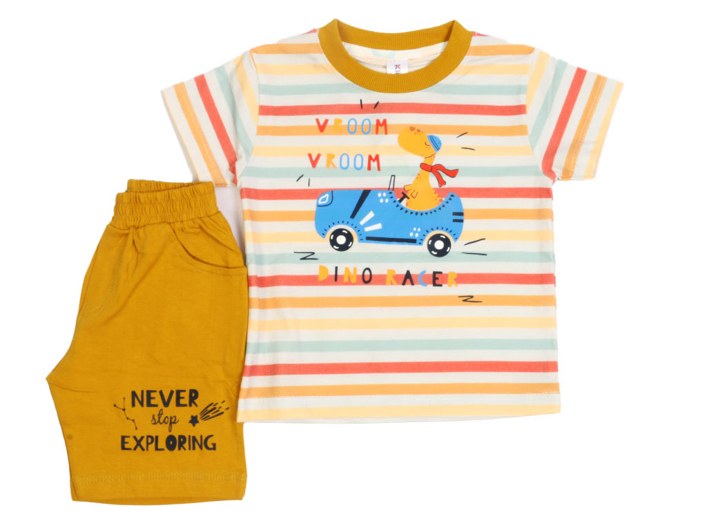 تیشرت و شلوارک راحتی پسرانه طرح دایناسور راننده کیدومکس kido max