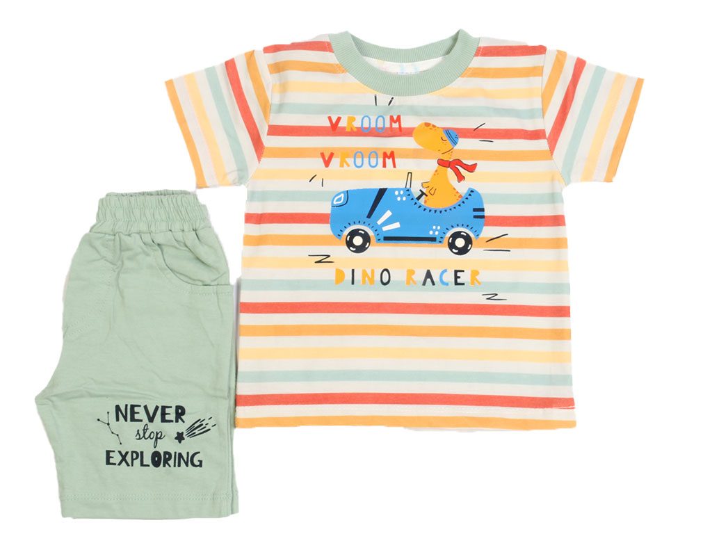 تیشرت و شلوارک راحتی پسرانه طرح دایناسور راننده کیدومکس kido max