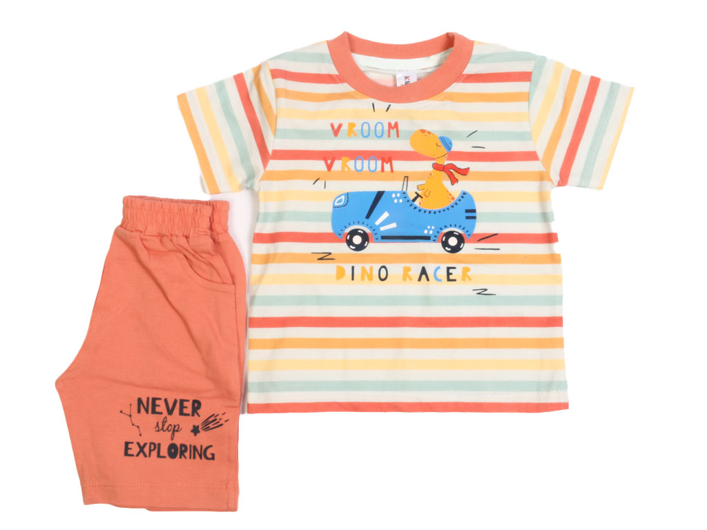 تیشرت و شلوارک راحتی پسرانه طرح دایناسور راننده کیدومکس kido max