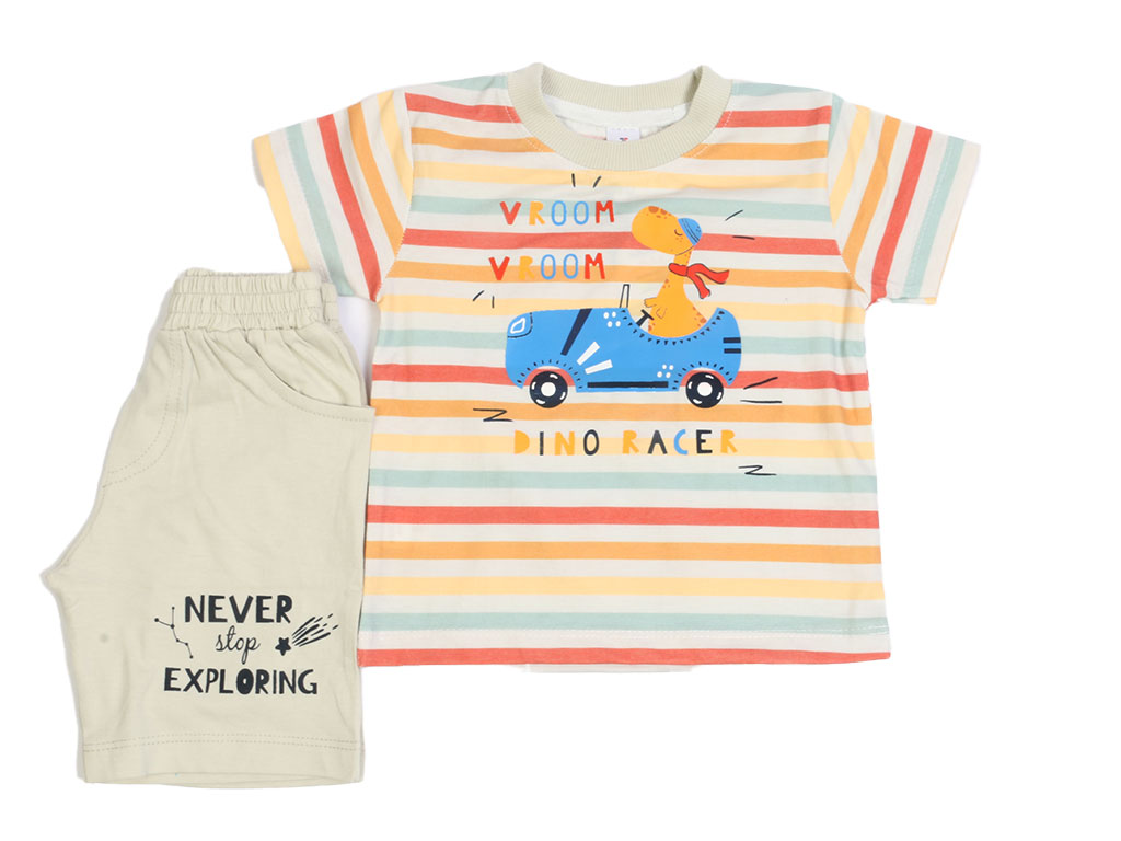 تیشرت و شلوارک راحتی پسرانه طرح دایناسور راننده کیدومکس kido max