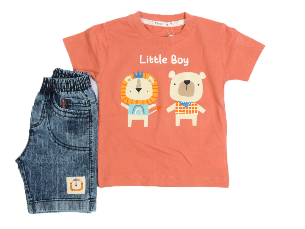 تیشرت و شلوارک جین پسرانه با طرح خرس و شیر کیدومکس kido max