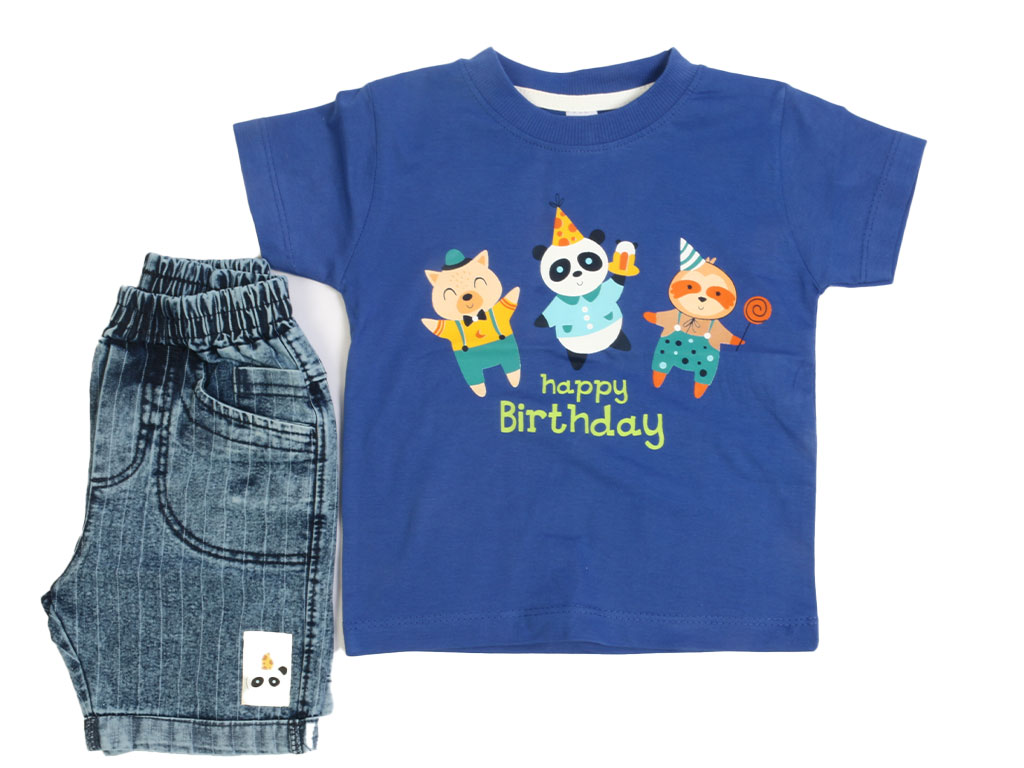 تیشرت و شلوارک جین پسرانه با طرح حیوانات کیدومکس kido max