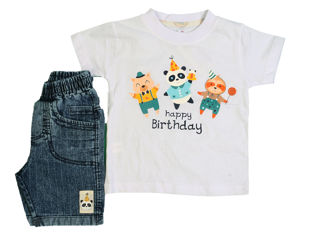 تیشرت و شلوارک جین پسرانه با طرح حیوانات کیدومکس kido max