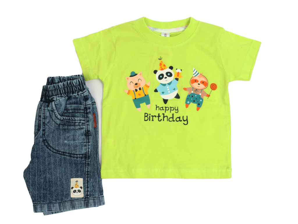 تیشرت و شلوارک جین پسرانه با طرح حیوانات کیدومکس kido max