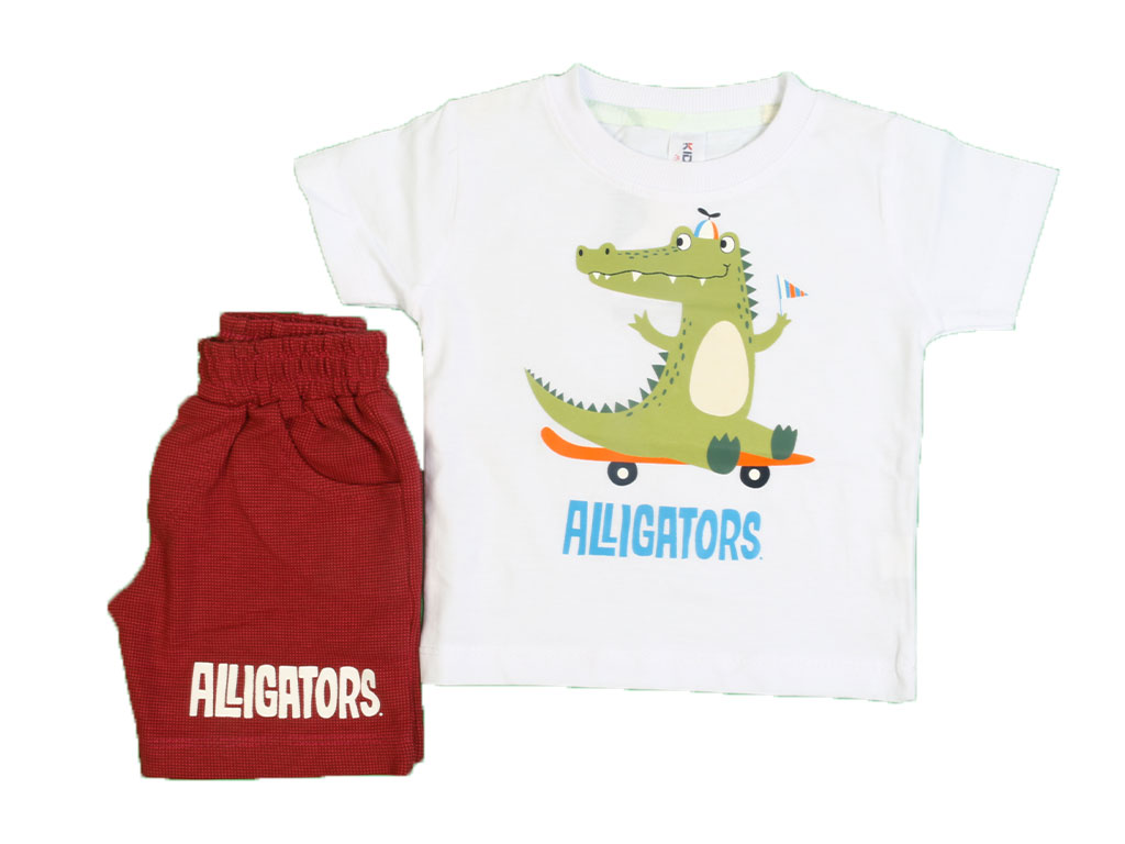 تیشرت و شلوارک راحتی پسرانه طرح تمساح کیدومکس kido max