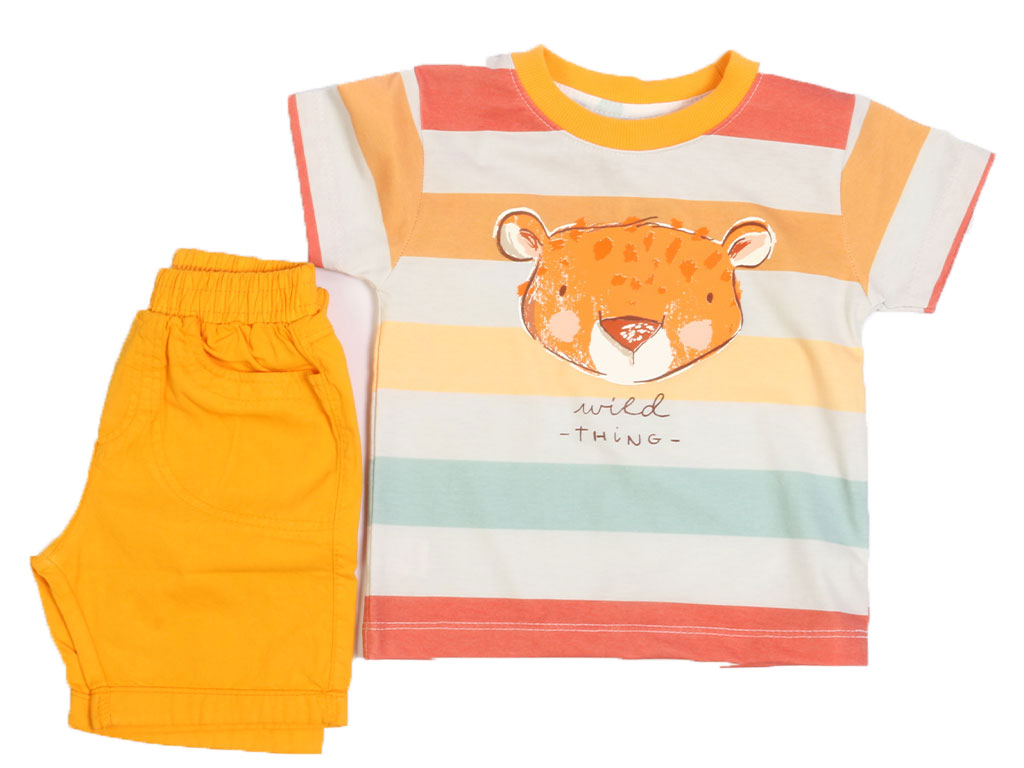 تیشرت و شلوارک کتان پسرانه طرح پلنگ کیدومکس kido max