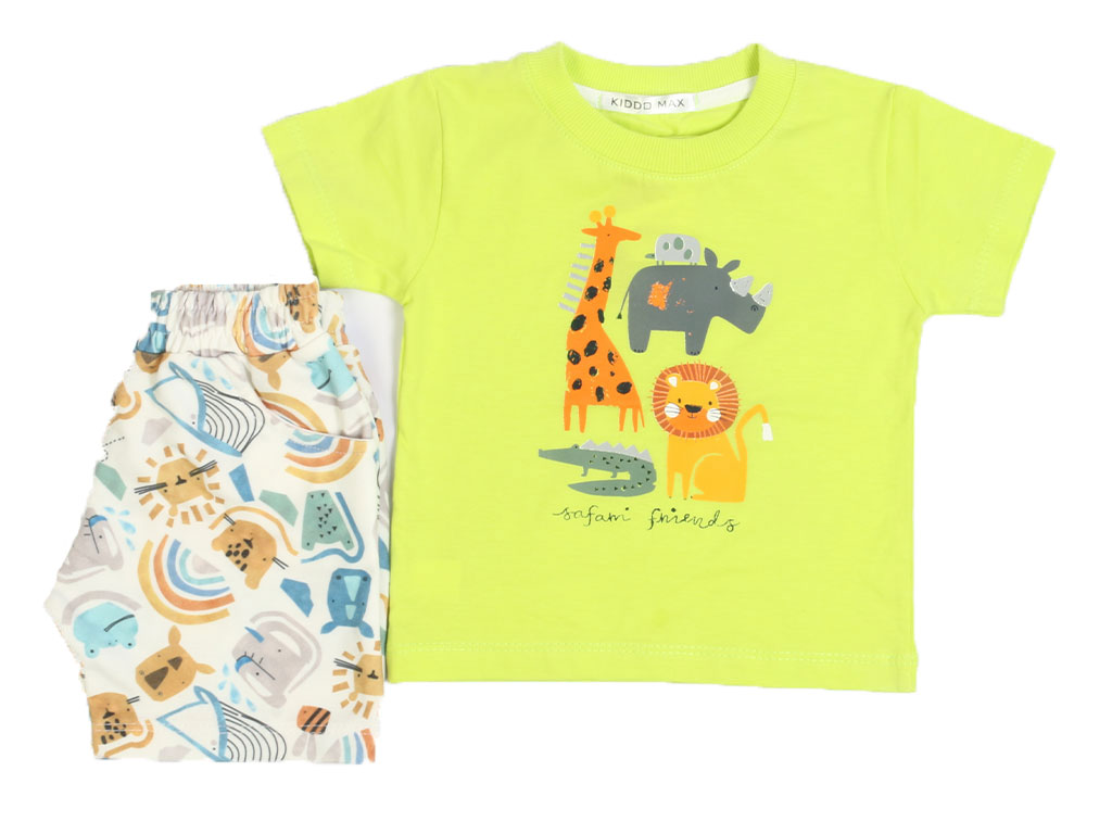 تیشرت و شلوارک راحتی پسرانه طرح حیوانات جنگل کیدومکس kido max
