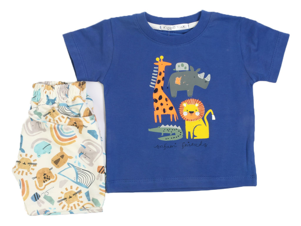 تیشرت و شلوارک راحتی پسرانه طرح حیوانات جنگل کیدومکس kido max