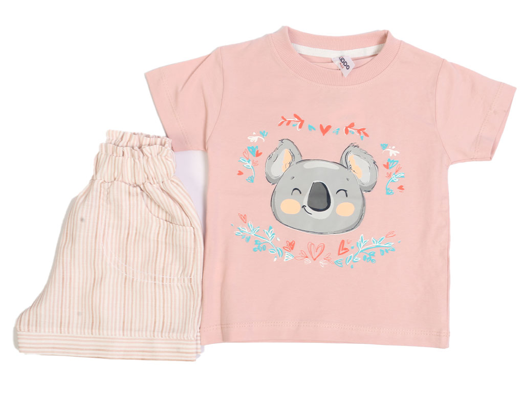 تیشرت و شلوارک دخترانه صورتی رنگ طرح کوآلا کیدومکس kido max