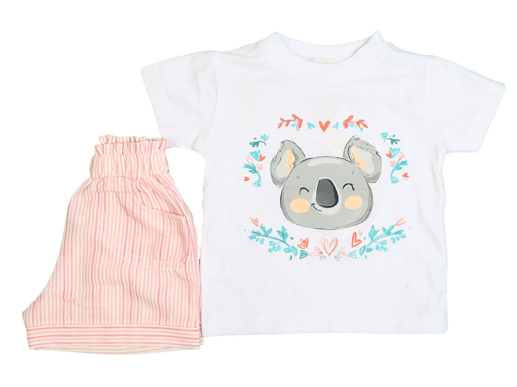 تیشرت و شلوارک دخترانه سفید رنگ طرح کوآلا کیدومکس kido max