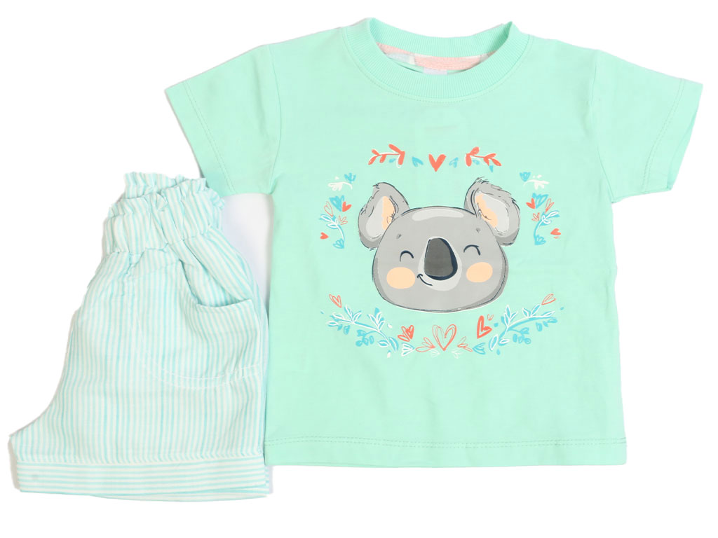 تیشرت و شلوارک دخترانه سبز رنگ طرح کوآلا کیدومکس kido max