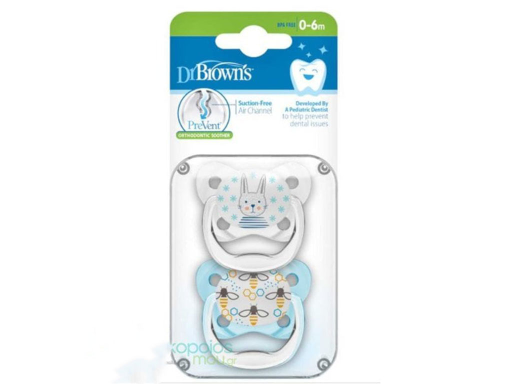 پستانک سیلیکونی ارتودنسی نوزادی 6-0 ماه دوعددی دکتر براون Dr Browns