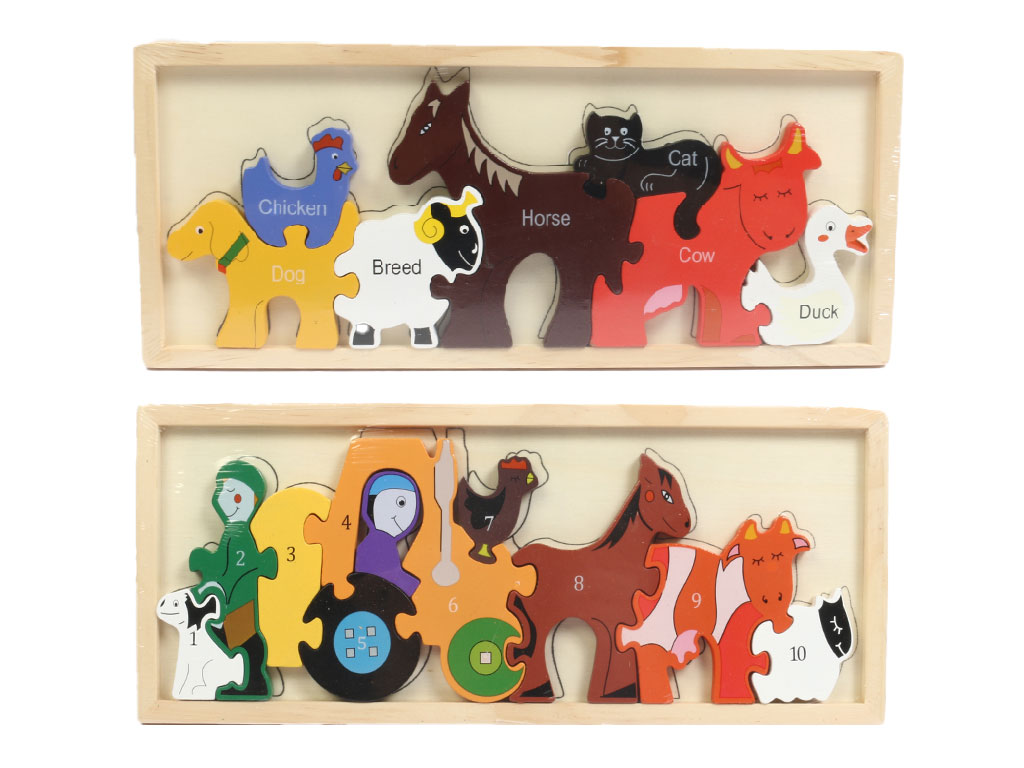 بازی فکری کاتامینو برجسته مصور چوبی طرح حیوانات مزرعه