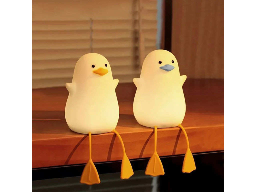 چراغ خواب سیلیکونی شارژی مدل ضربه ای طرح اردک پا دراز