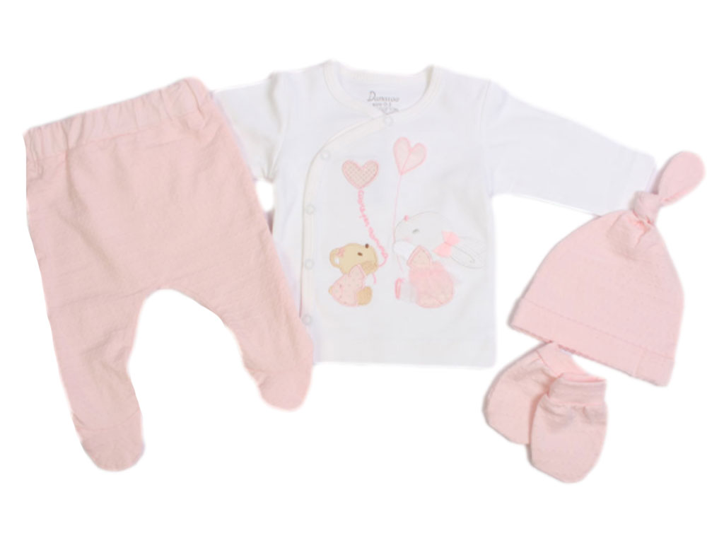 ست نوزادی دخترانه 4 تکه طرح خرگوش و خرس دانالو Danaloo