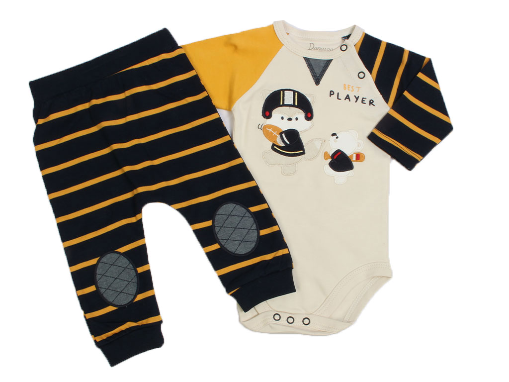 بادی آستین بلند و شلوار نوزادی پسرانه طرح روباه و خرس دانالو Danaloo