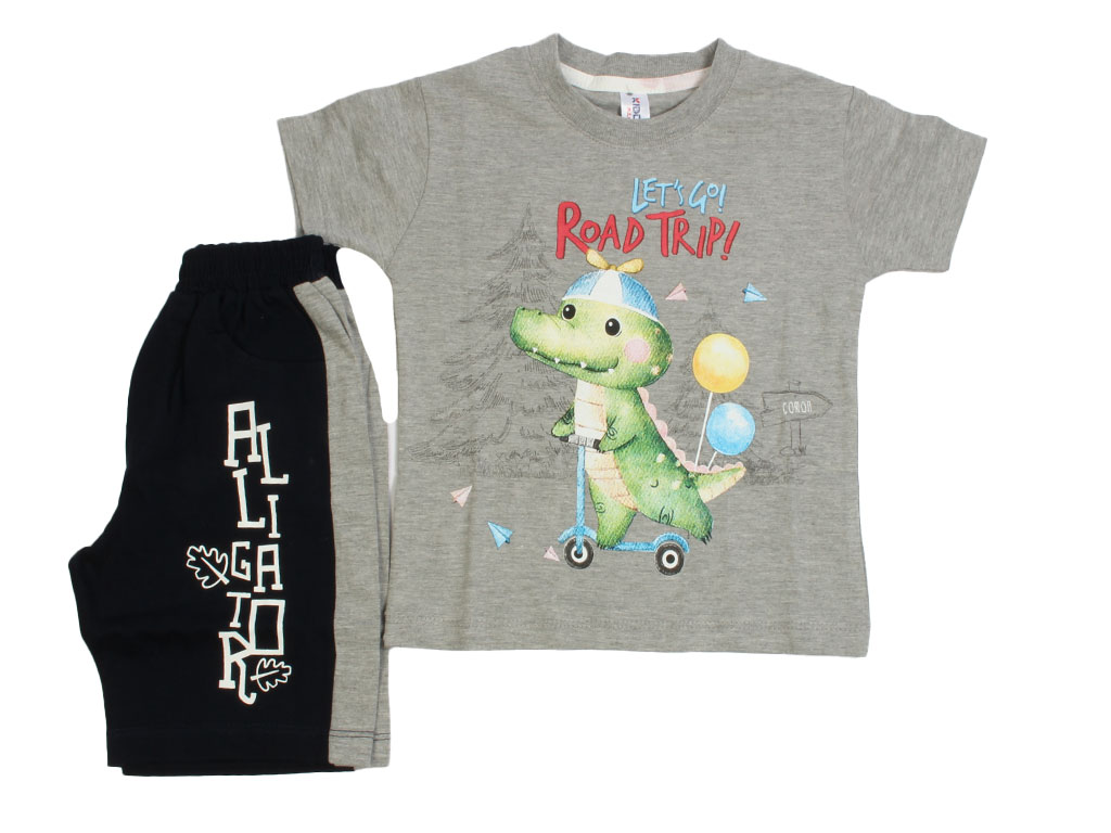 تیشرت و شلوارک راحتی پسرانه طرح تمساح کیدومکس kido max