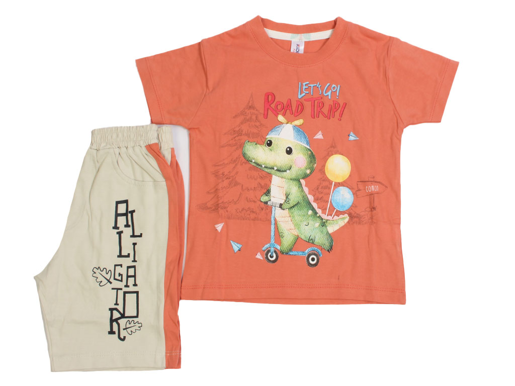 تیشرت و شلوارک راحتی پسرانه طرح تمساح کیدومکس kido max