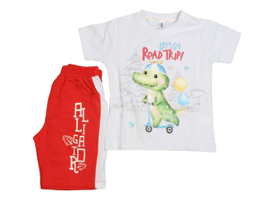 تیشرت و شلوارک راحتی پسرانه طرح تمساح کیدومکس kido max