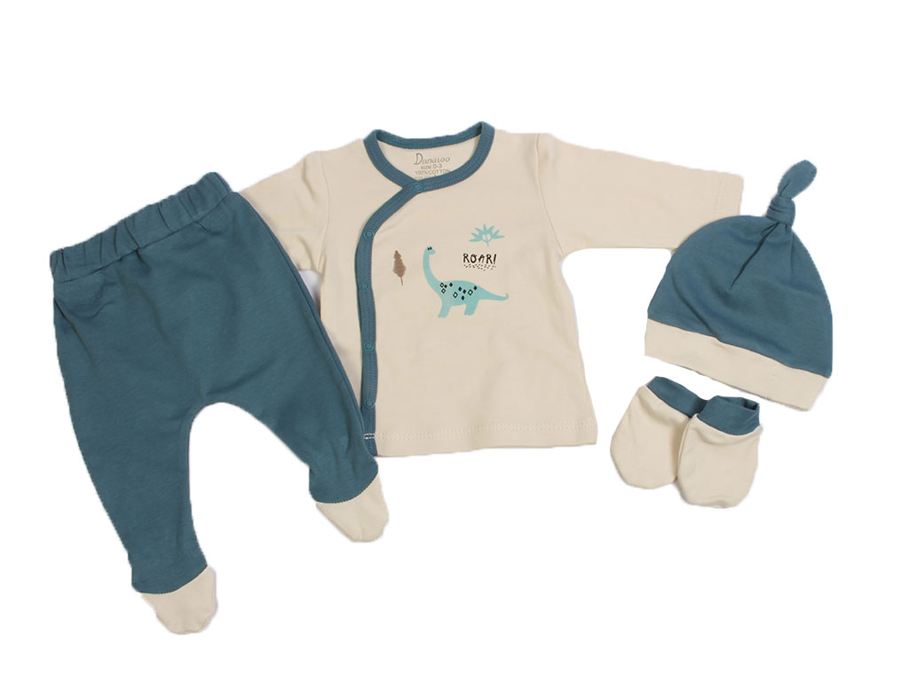 ست نوزادی پسرانه 4 تکه طرح دایناسور دانالو Danaloo