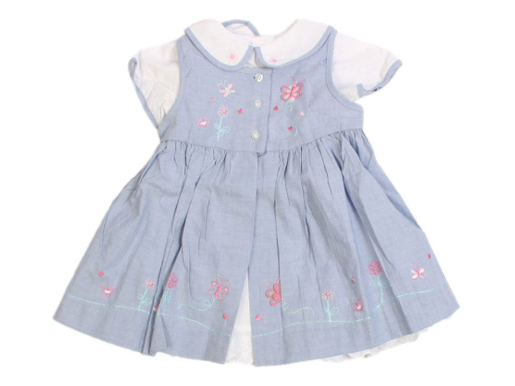 پیراهن دو تکه گلدوزی شده نوزادی دخترانه