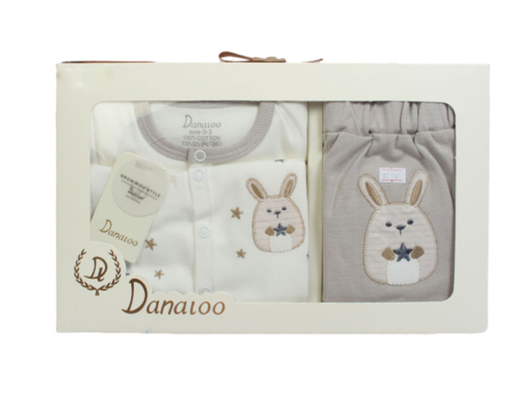 ست بیمارستانی 5 تکه نوزادی دخترانه (0-3 ماه) طرح خرگوش و ستاره دانالو Danaloo