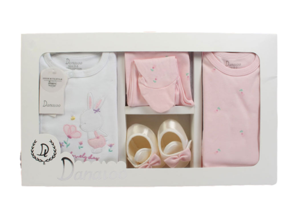 ست بیمارستانی 7 تکه نوزادی دخترانه طرح خرگوش دانالو Danaloo