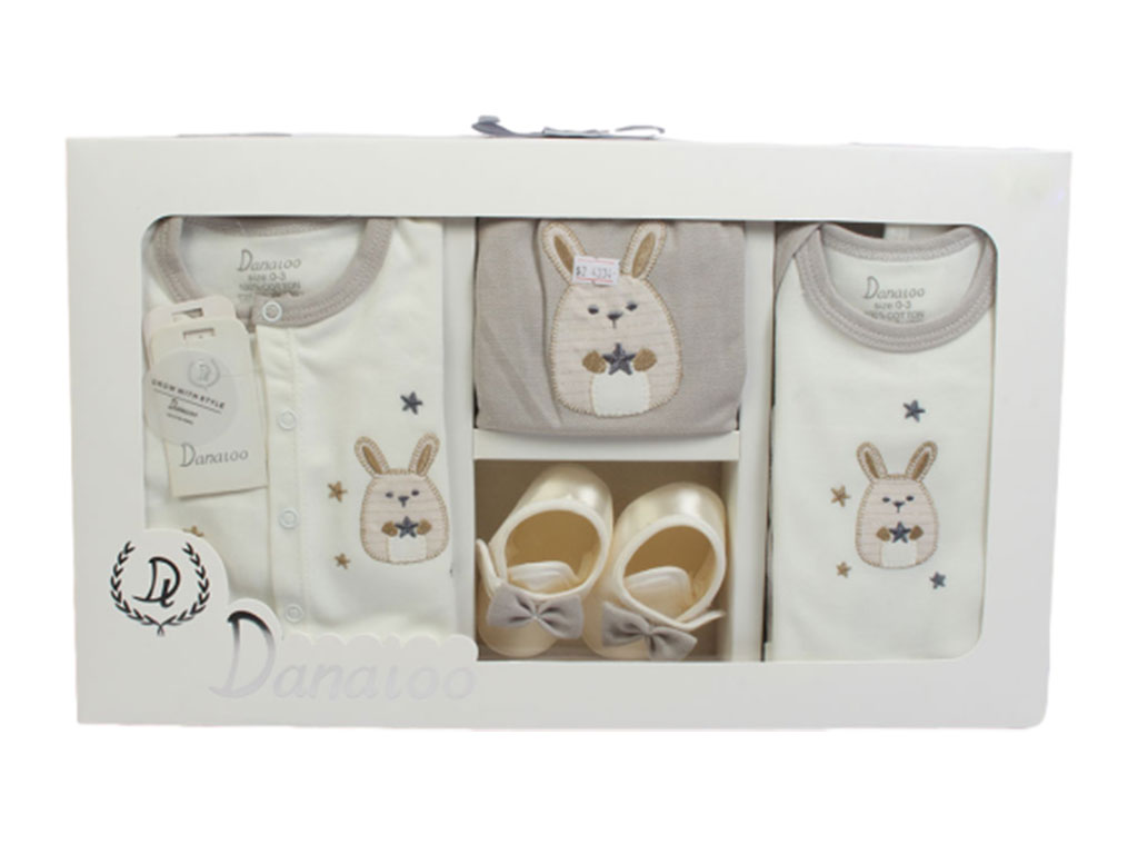 ست بیمارستانی 7 تکه نوزادی دخترانه طرح خرگوش دانالو Danaloo