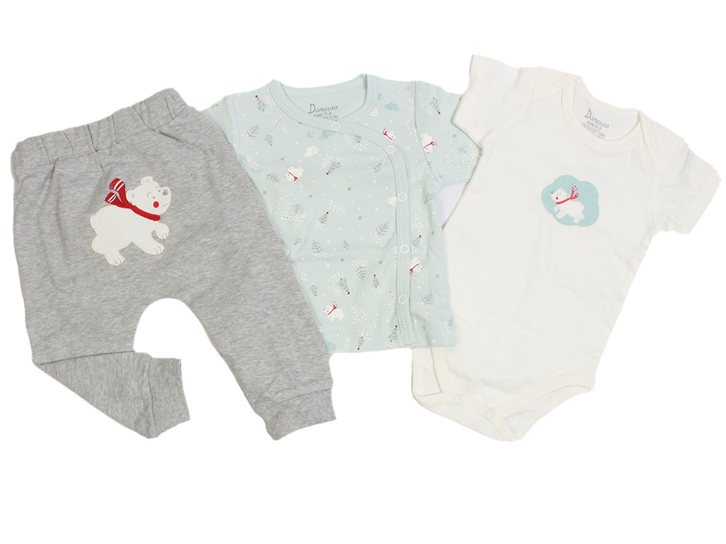 ست 3 تکه نوزادی پسرانه طرح خرس قطبی دانالو Danaloo