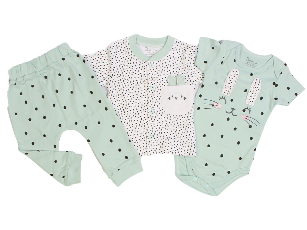 ست سه تکه نوزادی دخترانه طرح خرگوش دانالو Danaloo